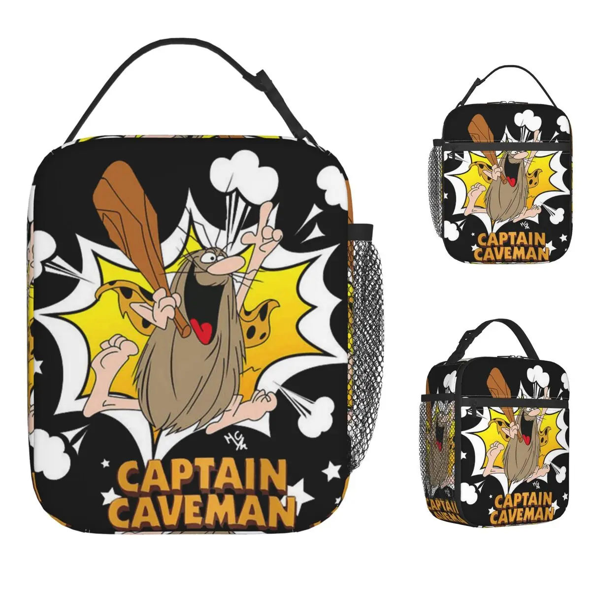 

Сумка для обеда Captain Caveman, дорожная коробка для завтрака для женщин, сумка-тоут с принтом для отдыха, сумки для еды, Оксфорд, портативная изолированная сумка-холодильник
