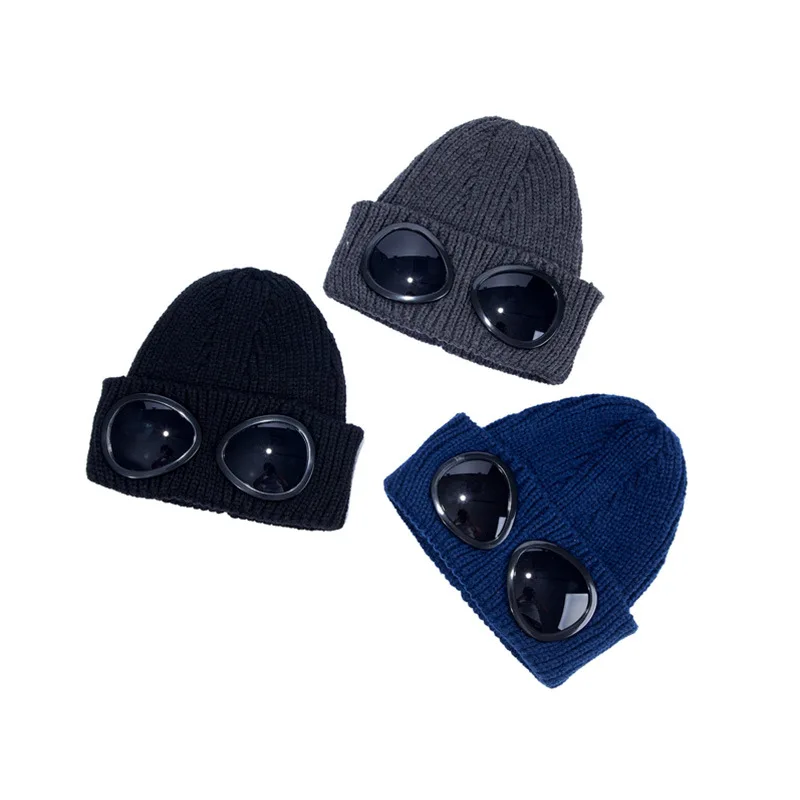 Pilot Knitted Hat Autumn Winter Cold Protection Warm Wool Hat Men Women Glasses for Cycling