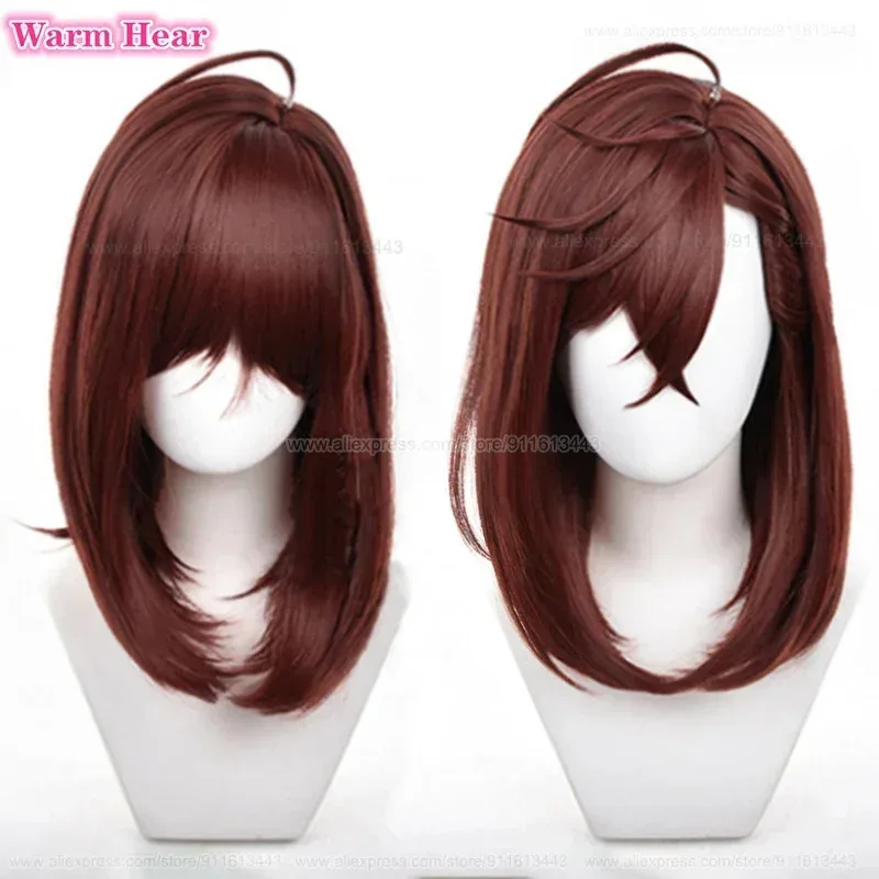 โมโมะ อายาเสะ สังเคราะห์ 43 ซม.ยาวสีน้ำตาลเข้มวิกผมและต่างหูผมทนความร้อนฮาโลวีนปาร์ตี้คอสเพลย์อะนิเมะวิกผม