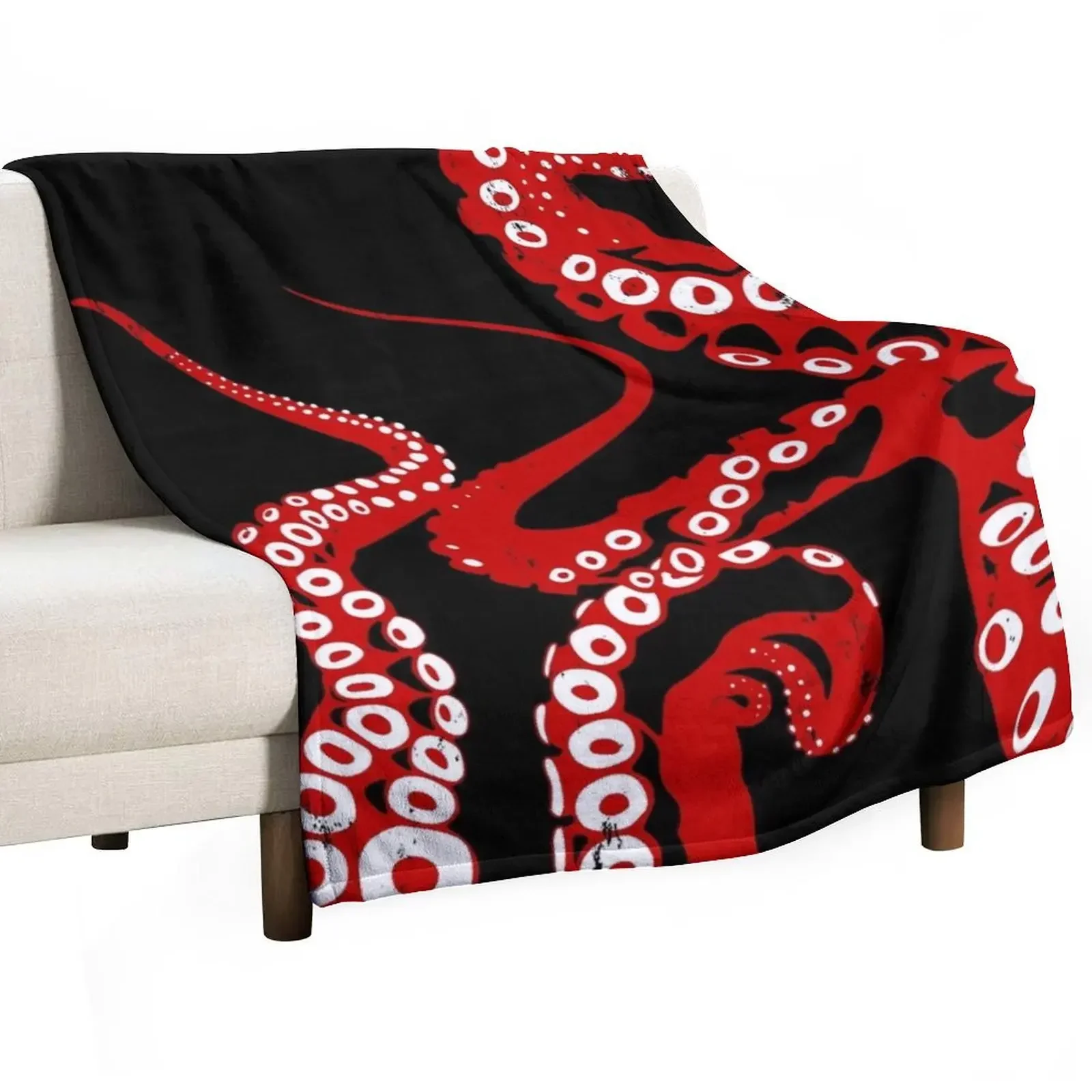 Red Kraken Cthulhu Octopus Tentacles From The Ocean Deep Throw Blanket Soft Plaid Summer Beddings Blankets