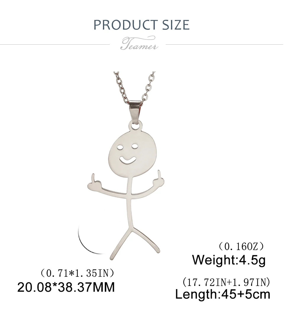 Teamer Hip Hop Mittelfinger Stickman Halskette Rock Punk Lustige Doodle Anhänger Halskette für Frauen Männer Trend Schmuck Geschenk – Detail 14
