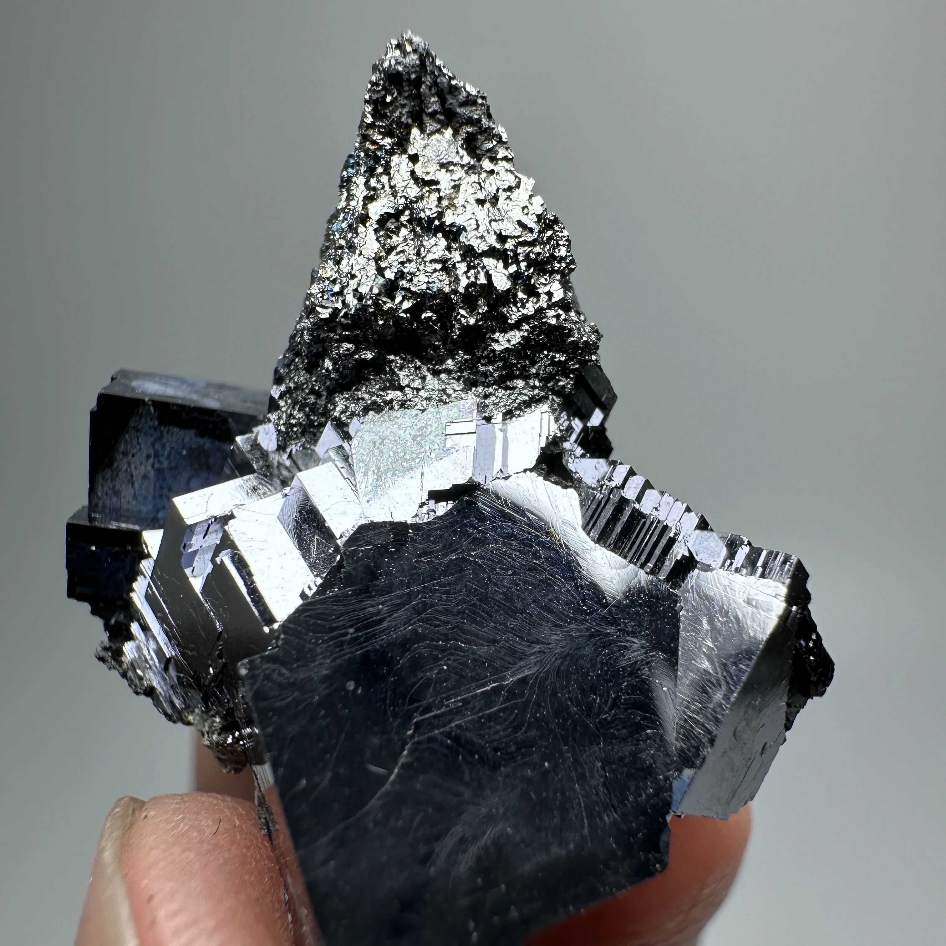Natural Step-like Galena Crystal Specimen, High Metallic Luster Raw Lead Ore Mineral for Collection & Home Decor