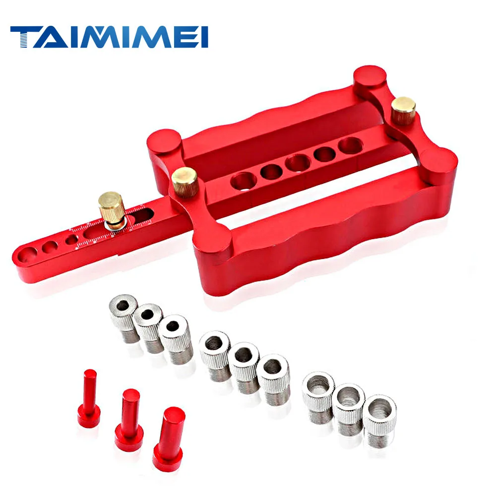 TAIMIMEI 6/8/10mm Self-centering Woodworking Doweling Jig Drill Guide Wood Dowel Puncher Locator Tools Kit for Carpentry