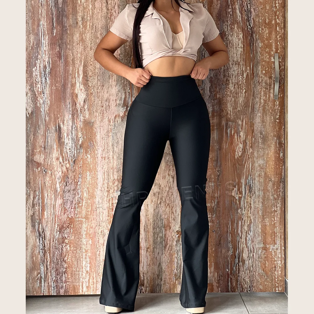 Women High Waist Leggings Sexy Butt Lifter Flared Pants Tights Bell-bottom Trousers Leggings Ladies Gym And Shaping Pants