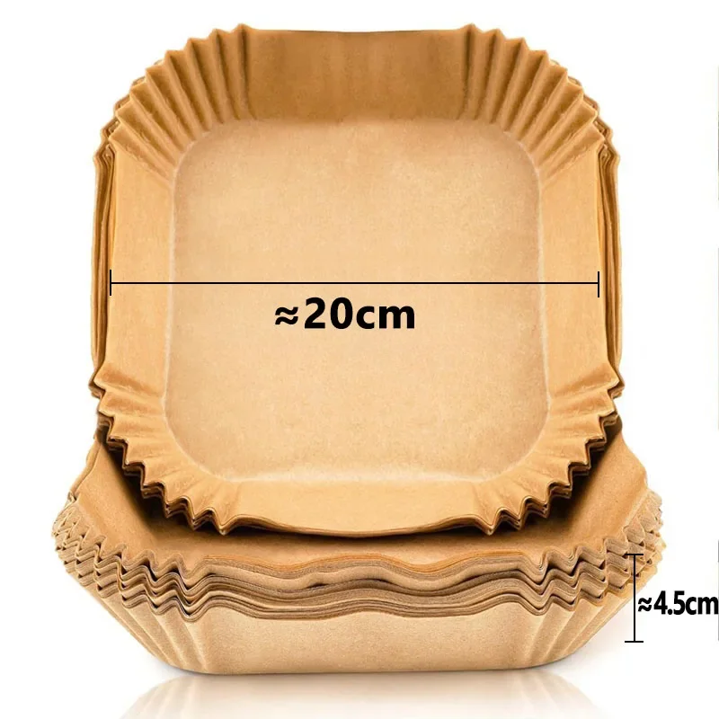50/200PCS Keukens Accessoires Lucht Friteuse Papier Keukengerei Wegwerp Vierkante Ronde Gebak Mallen BBQ Plaat non-stick Pad
