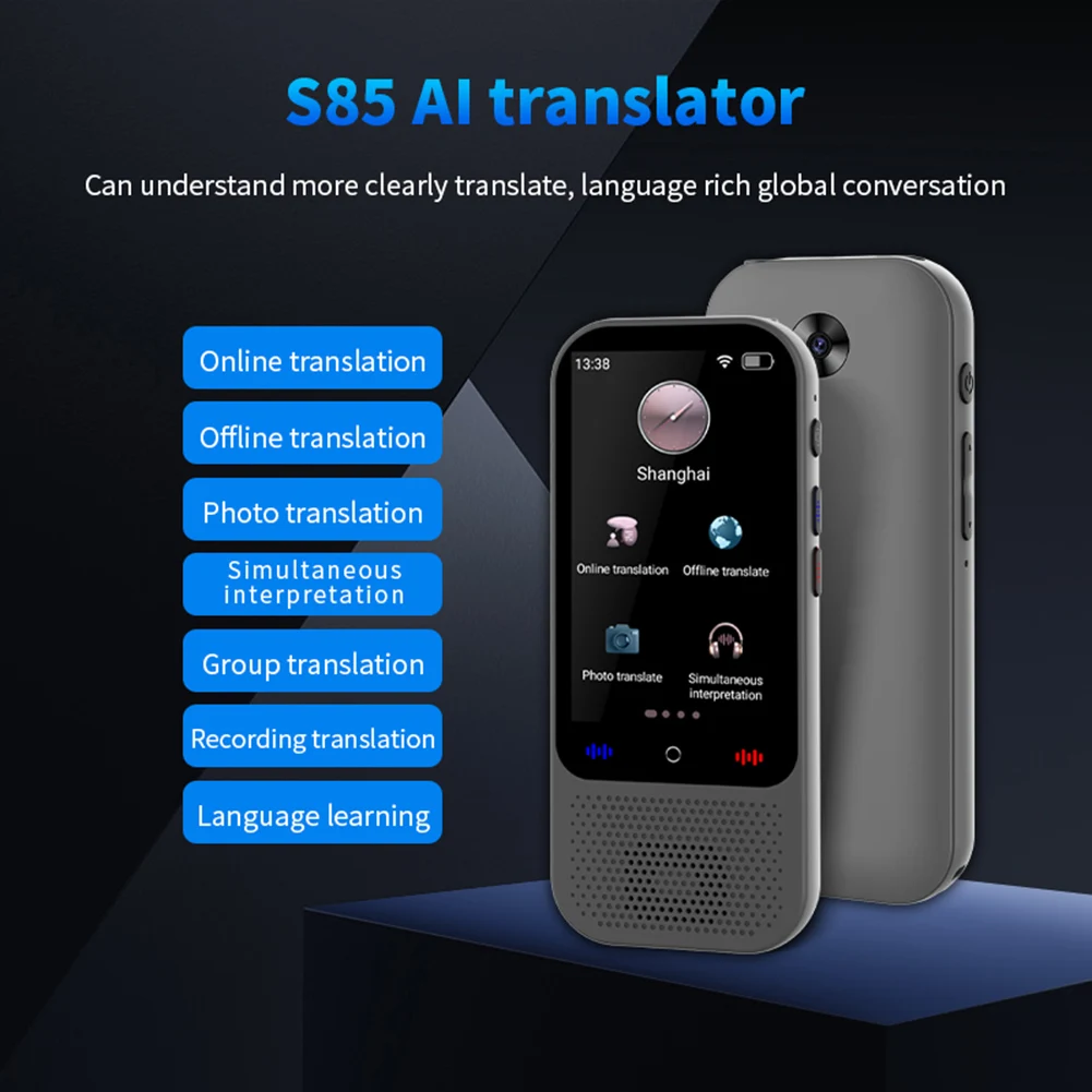 Portable Language Translator Device with 138 Languages Voice Translating Offline/Recording&Photo Translation ChatGPT Function