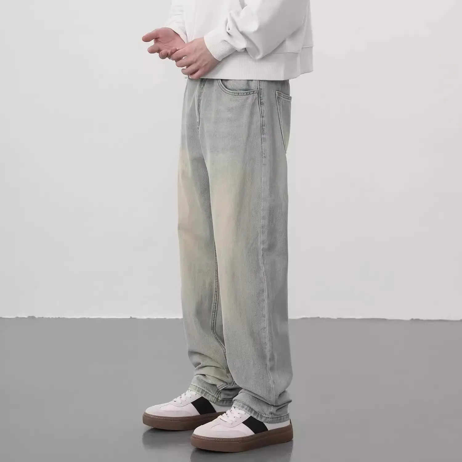 

Мужские мешковатые джинсы в стиле хип-хоп, широкие уличные джинсы, свободный крой, джинсовые брюки Y2K Skater