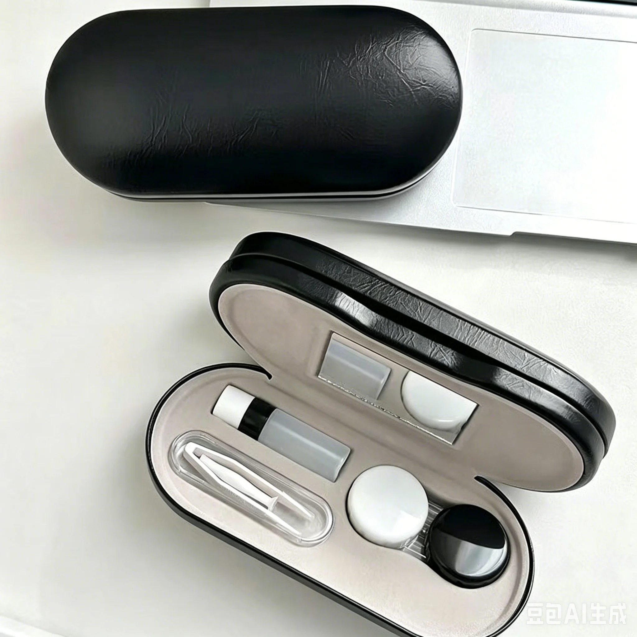 Dual Layer Portable Glasses Case, 2 in 1 Luxury Storage Box for Eyeglasses & Color Contact Lenses