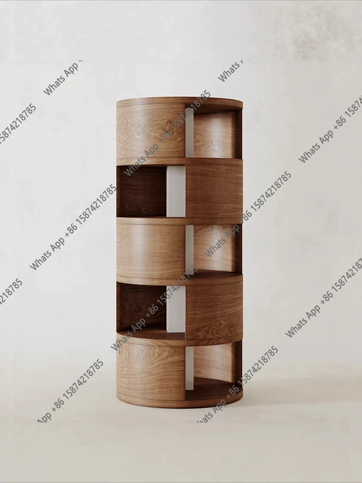 

Nordic simple cylindrical solid wood display bookcase, designer living room storage cabinet, second-hand open bookshelves