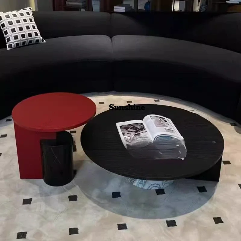 

Italian light luxury all solid wood classic contrasting color combination low table FT
