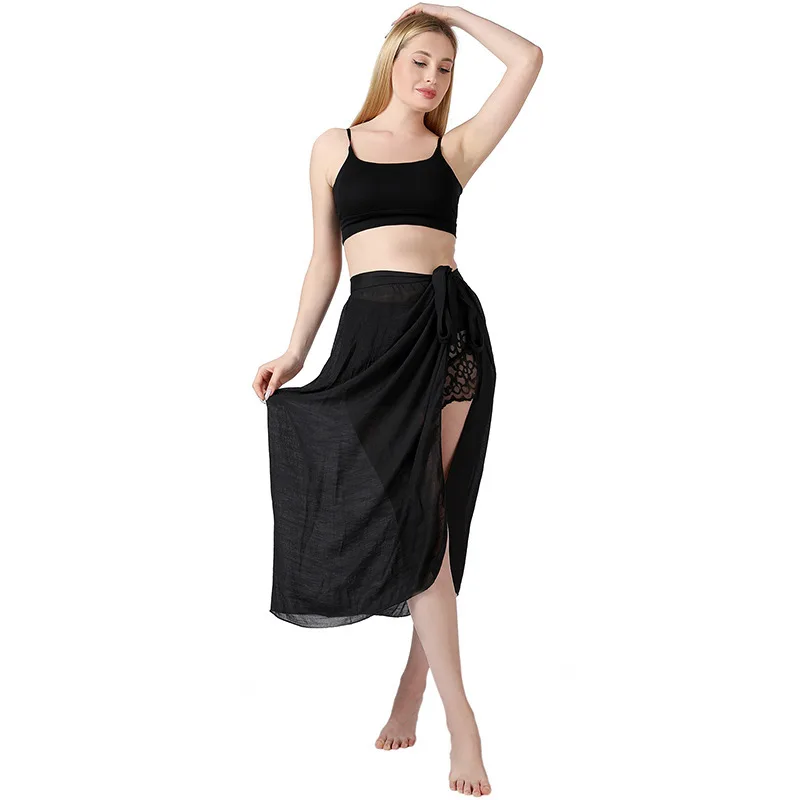 

Wind One-Piece Wrapped Skirt, Bamboo Knot Cotton Yarn Cage, Bikini Cover, Beach Style Multifunctional Sunscreen Shawl