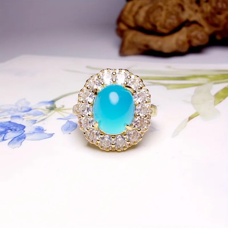 

Кольцо унисекс из синего агата класса люкс, регулируемое, простое, модное, для повседневной носки