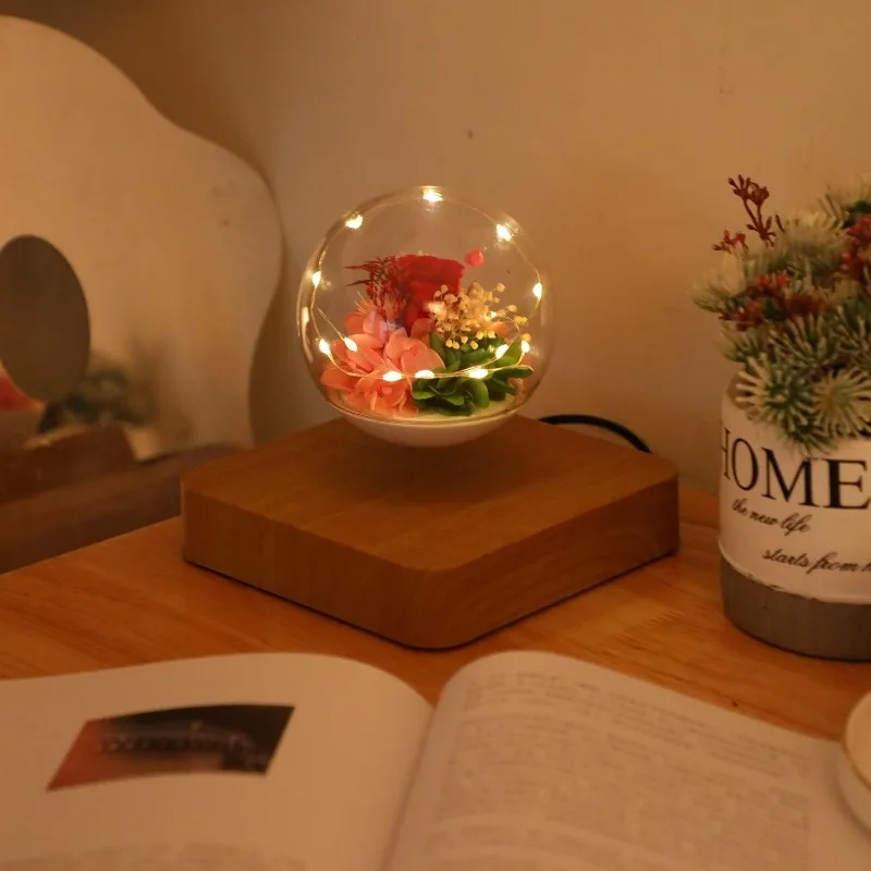 Floating Flower Forever Flowers Real Eternal Roses Levitation Bulb Lamp Floating Light Decorative Light for Kids Lover Friends