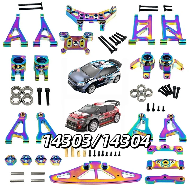 MJX Rainbow Vacuum Plated Metal RC Truck Upgrade Parts For 14304 14303 14302 14301 Suspension Steering Replacement Components