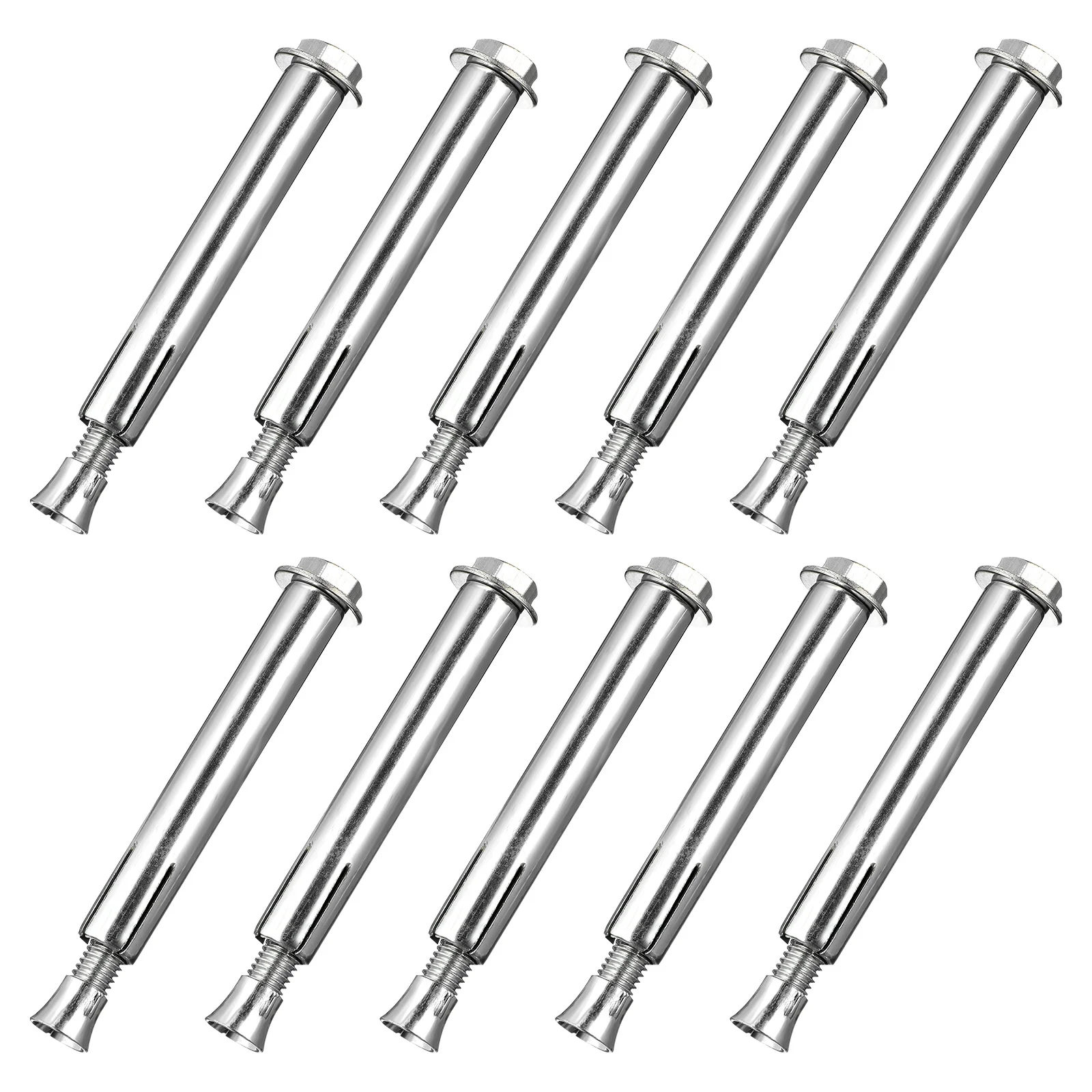 10 Pcs Anchor Bolts Ground Lock Screw Driveway Speeds Bumps Expansion Hexagon Screws Silver