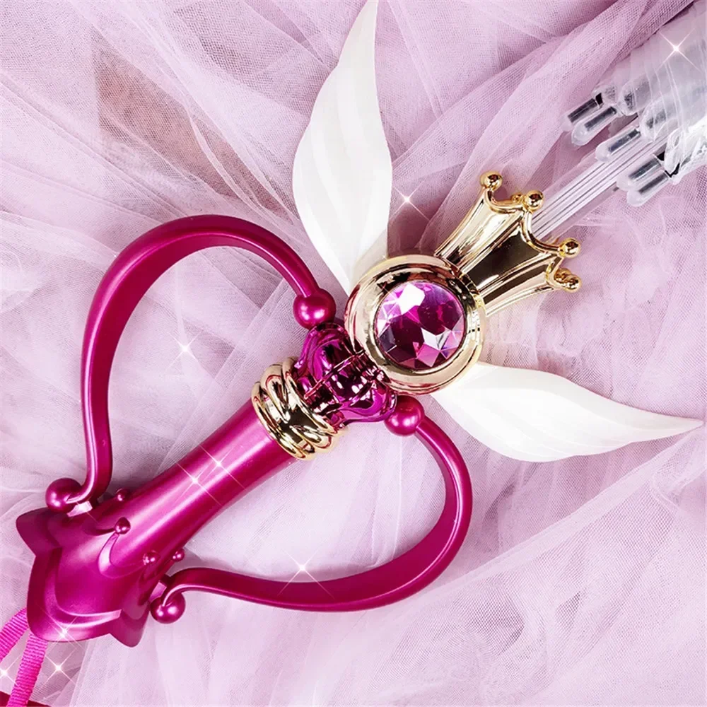 Sailor Moon Umbrella Pink Girls Christmas Gift Tsukino Usagi Luminous Magic Stick Umbrella Transparent Rain Gear Paraguas Women