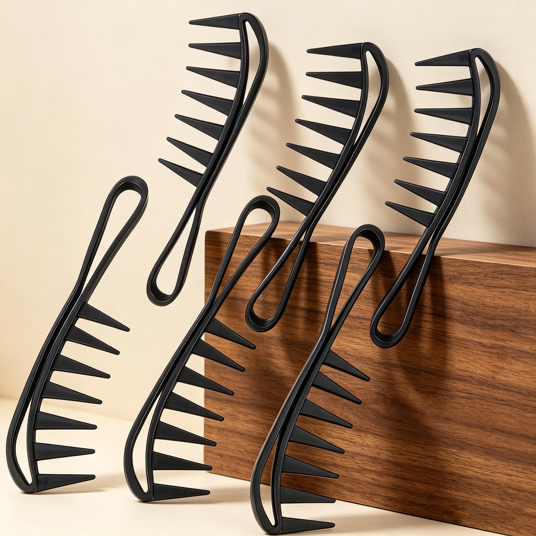 

6-piece wide toothed comb set, fish bone shaped comb, suitable for both dry and wet use, special for real hair wigs