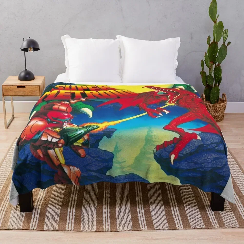 

Retro Super Metroid Throw Blanket decorative Softest Luxury Designer halloween Blankets Luxury St decorative Blankets