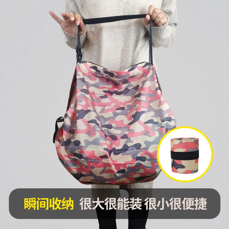 Big Folding Shopping Bag Eco-Friendly Reusable Portable One Shoulder Handbag For Travel Grocery Fashion Pocket Bags