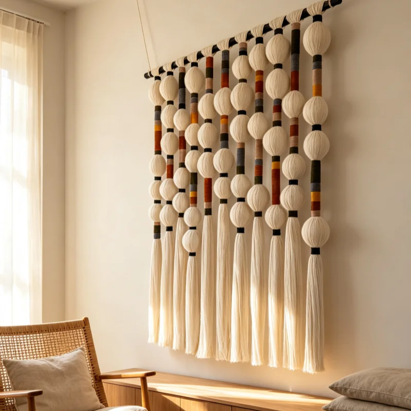 Handmade Ball Macrame Curtain Large Wall Hanging Tassel Room Divider Boho Door Curtain For Home Interior Decor