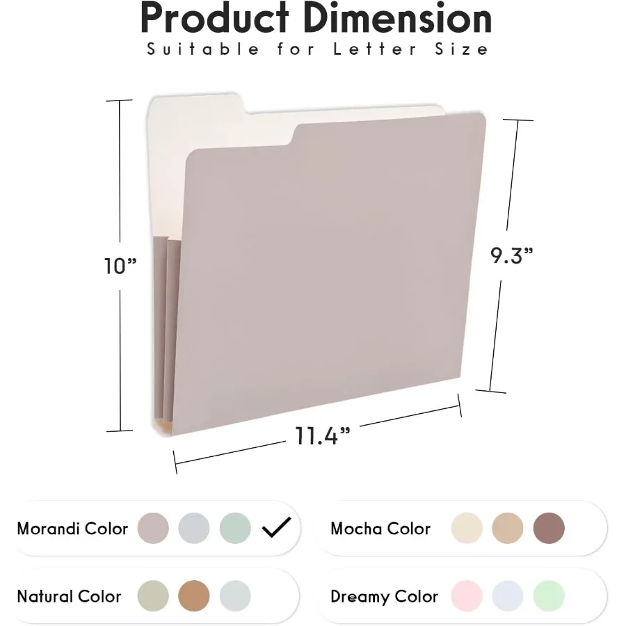 6 pacotes de pastas de arquivo decorativas de acordeão tamanho carta de capacidade extra com aba de 1/3 cortes para escritório, escola, casa, organização de mesa