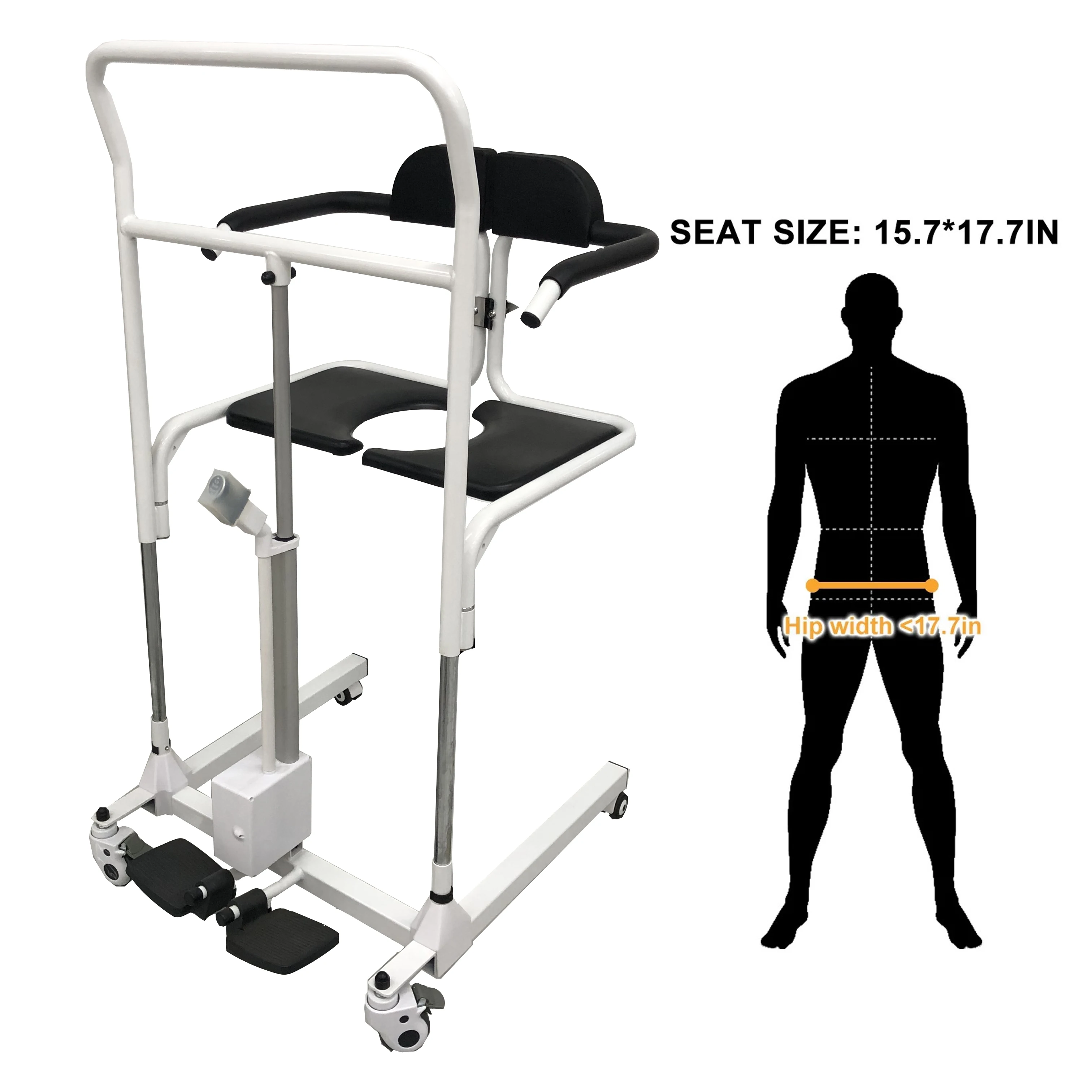 AIROW Motorized Toilet Lift Chair for Elderly and Disabled Safe Bathroom Transfer Mobility Assistance Wheelchair System