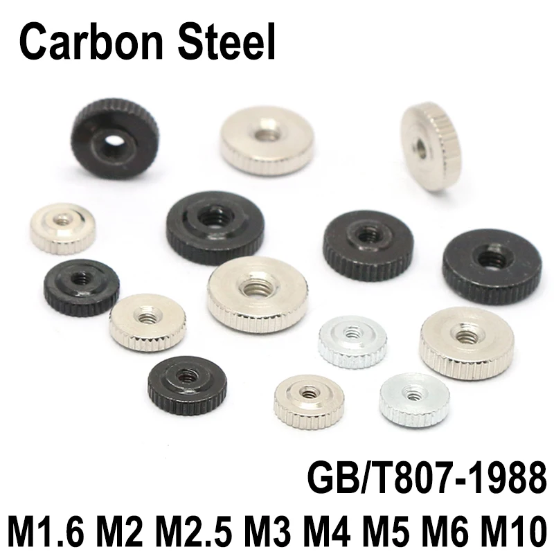 

Carbon Steel Knurled Thumb Nuts M1.6 M2 M2.5 M3 M4 M5 M6 M10 Nut Replacement Part Hand Grip Knob Nut