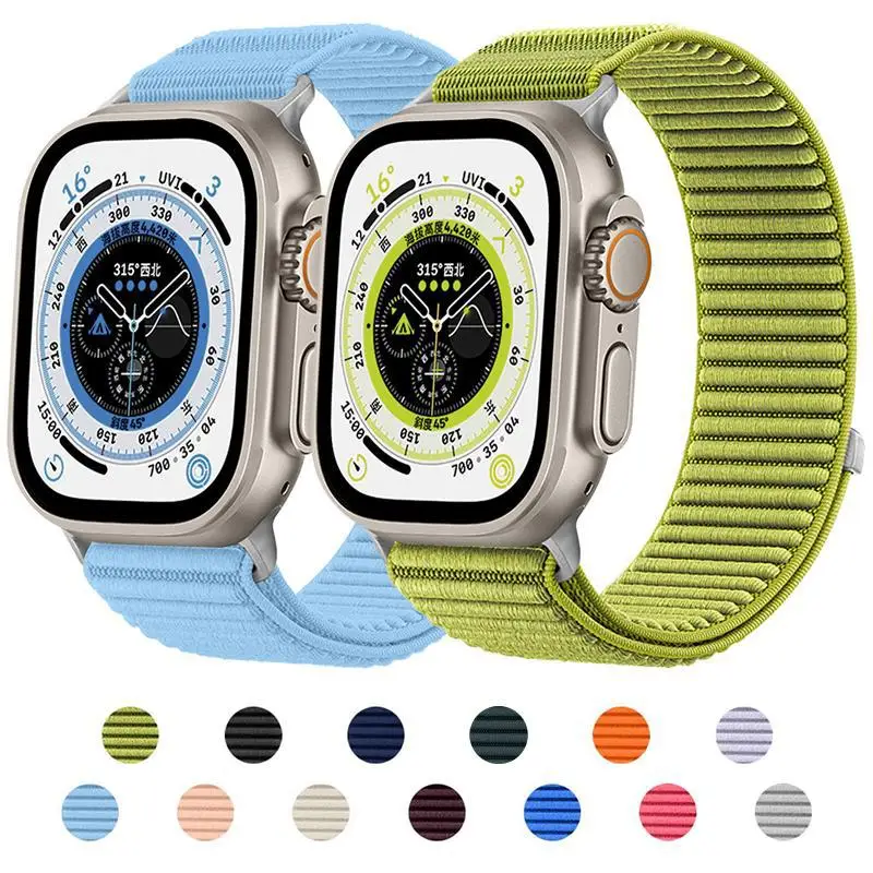 

xDfind Woven Nylon Hook And Loop Fastener Watch Band For Apple Watch 38 / 40 / 41 / S10 42mm