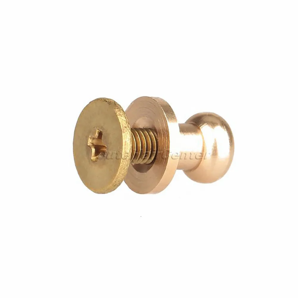 10Pcs/Set Solid Brass Rivet Round Head Button Belt Screw Chicago 5mm/6mm/7mm/8mm/9mm/10mm Studs Leather Craft Tool Hicello