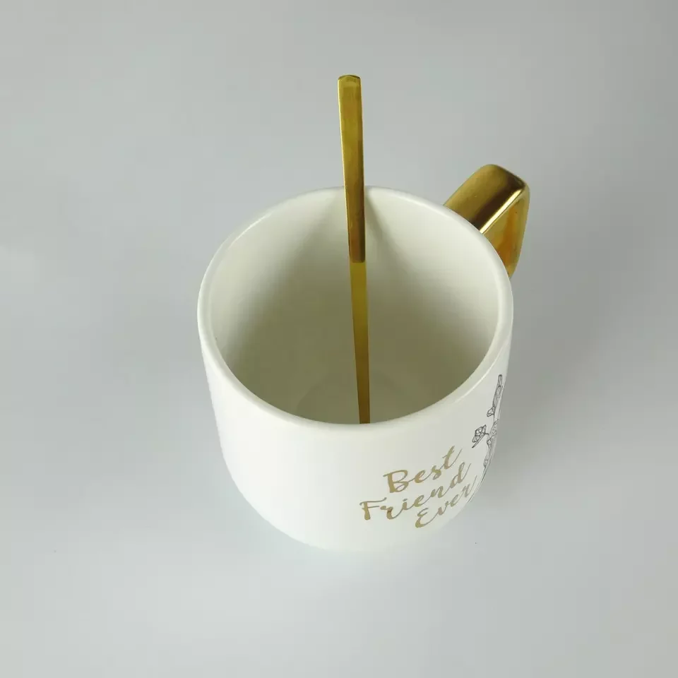 Elegant Ceramic Coffee Mug With Gold-plated Handle