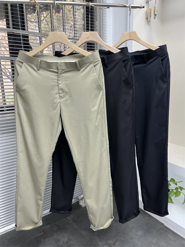 

Cool Silk Anti-Wrinkle Non-Iron Casual Pants Spring Summer New Sle Men's Busin Commuter Slim Straight Casual Pants