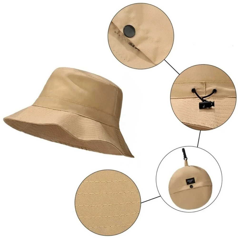 Portable Quick Dry Four Seasons Bucket Hat Sun Protection Solid Color Fishing Cap Foldable Sun Hat Outdoor
