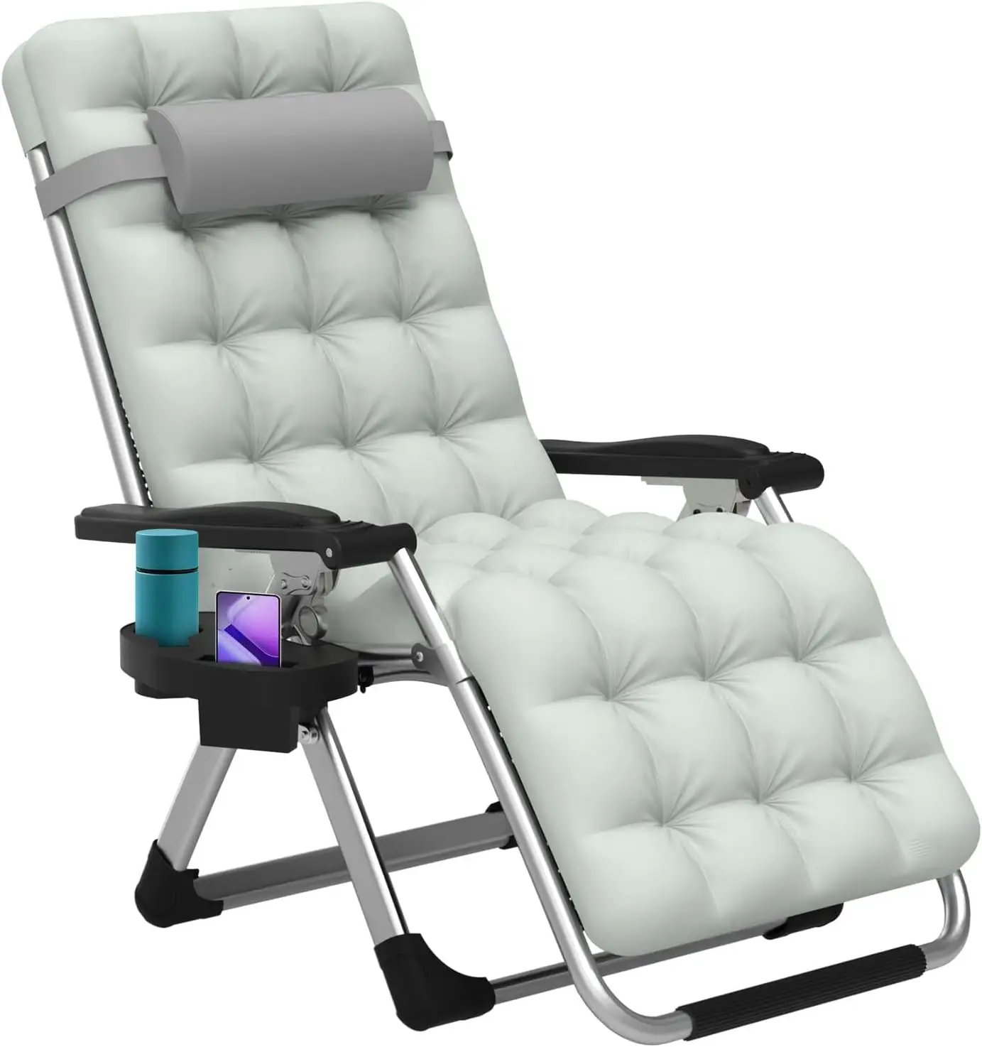 

Zero Gravity Lounge Chair, Foldable Outdoor Recliner With Detachable Cushion, Portable Anti Gravity Lounger For Camping, Patio,