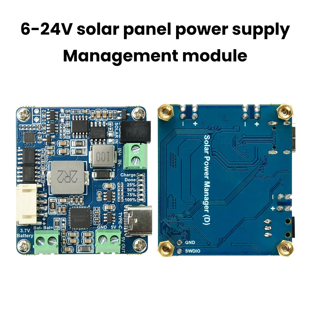 DC 6V-24V Solar Charge Controller Module with BMS&18650 Battery Holder - MPPT Solar Power Manager Module Supports PD QC FCP SFCP