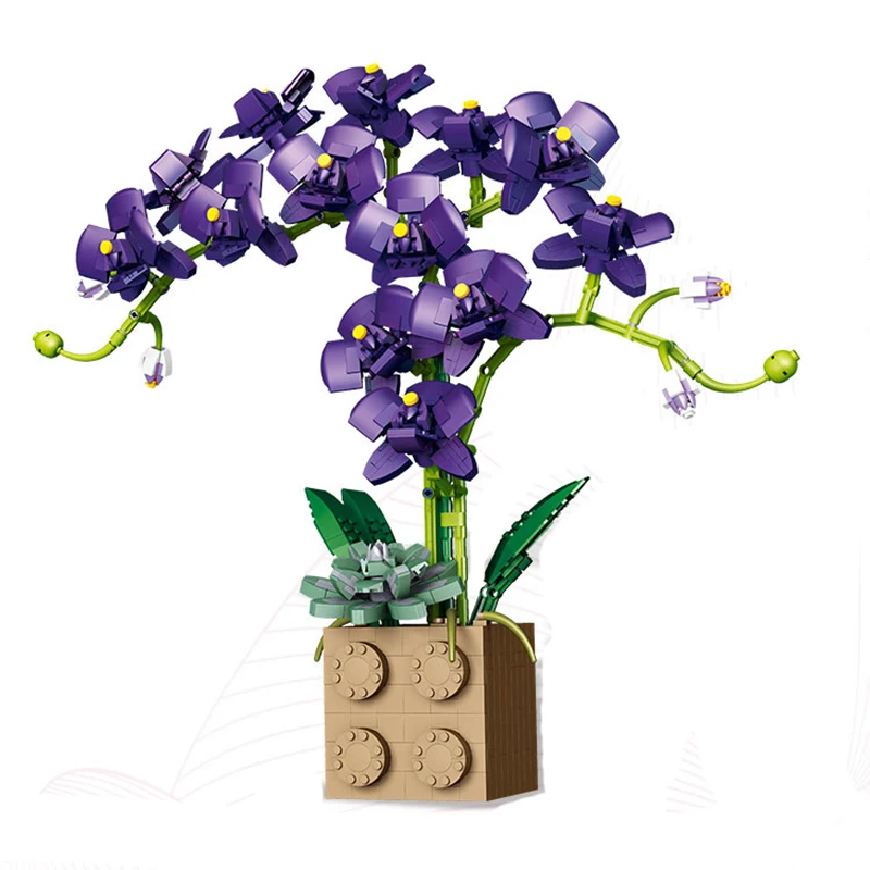 

Building Block Bouquet 3D Model Toy Home Decoration Garden Plant Potted Phalaenopsis Flower Assembly Brick Girl Toy Child Gifts