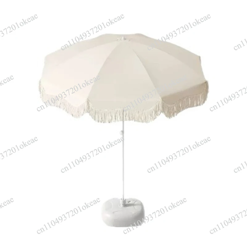 Tassel Outdoor Patio Umbrella Large, Beach Garden Stall Sun & Rain Shade, Commercial Use