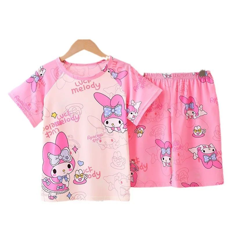 Girls pajamas children's summer thin short-sleeved suits boys and girls summer large and medium-sized children's home clothes image 5