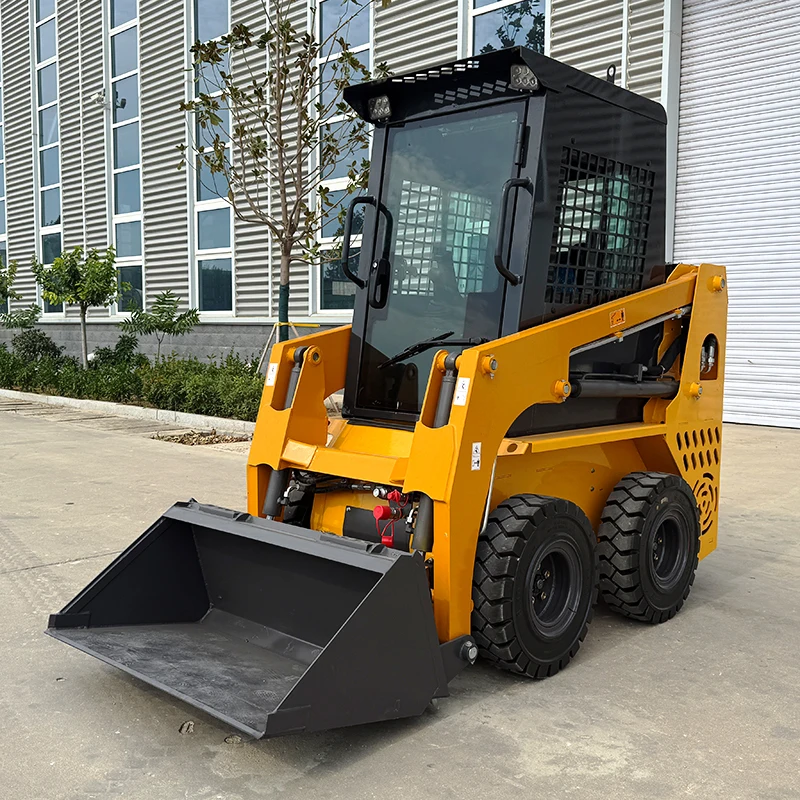 Mini Skid Steer Loader 4 Wheel Drive Quick Attach System Compact Loader Earth Moving Construction Site Implements Suitable