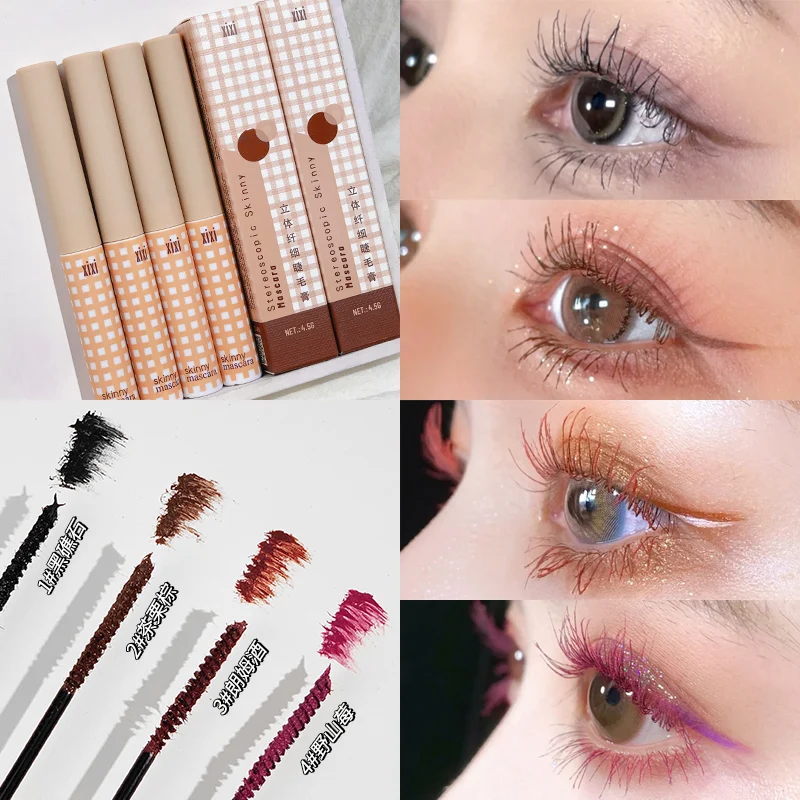 Xixi Fine Mascara Fashion Design for Girls Eye Makeup Cosmetics Long Lasting Waterproof Black Rose Brown Curling Mascara AC463