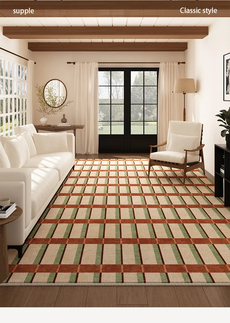 

Ковер VIKAMA в клетку с геометрическим рисунком в стиле ретро, ковер с классическим узором для стильной гостиной и винтажный американский домашний интерьер - товары для дома