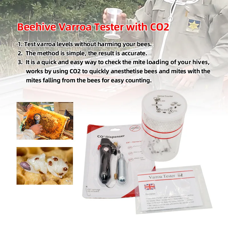 

Тестер Varroa CO2 для медовых пчел Varroa Easy Check Test Инструмент контроля пчелиных клещей для улья, пчеловодства, оборудование для улья