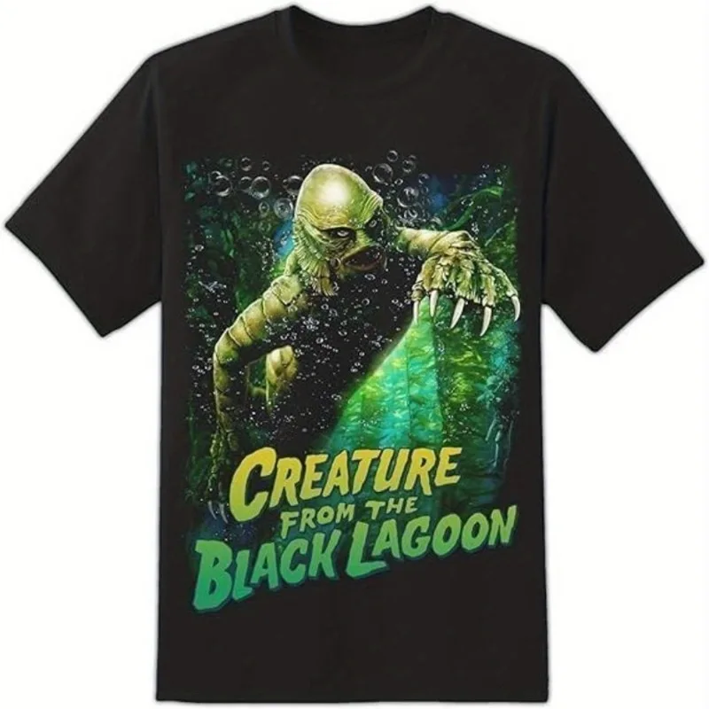 Camiseta de manga corta con cuello y camiseta gráfica Vibrant Underwater Rock Rebel Creature Men's From The Black Lagoon" Regular Fit Round