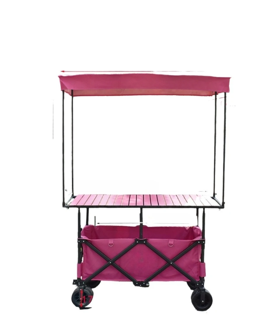 

camping stall liftable table foldable night market snack cart hand pull large capacity stall truck oversized