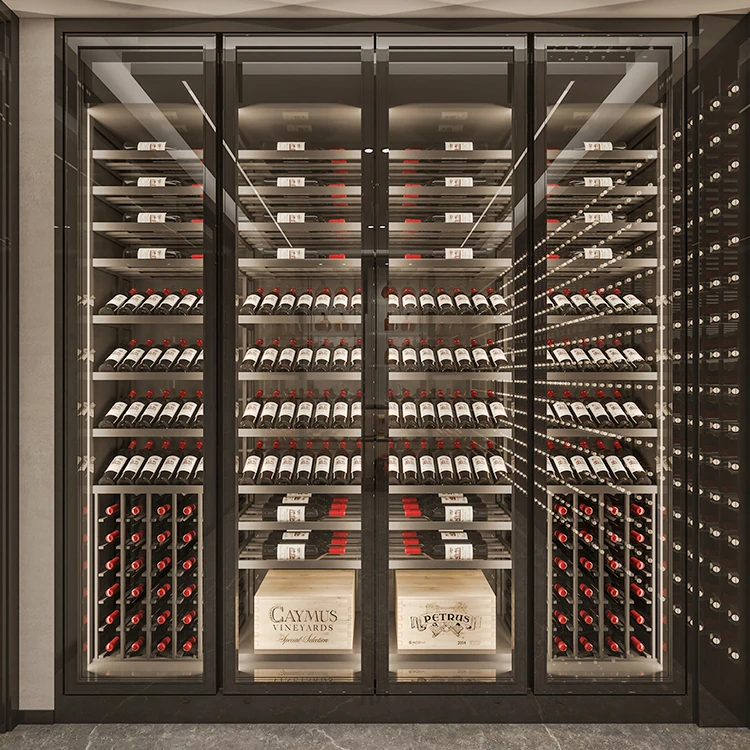 Smart Temperature Control System Glass Door Built-in Single Zone Wine Cellar Wine Fridge Storage Cabinet
