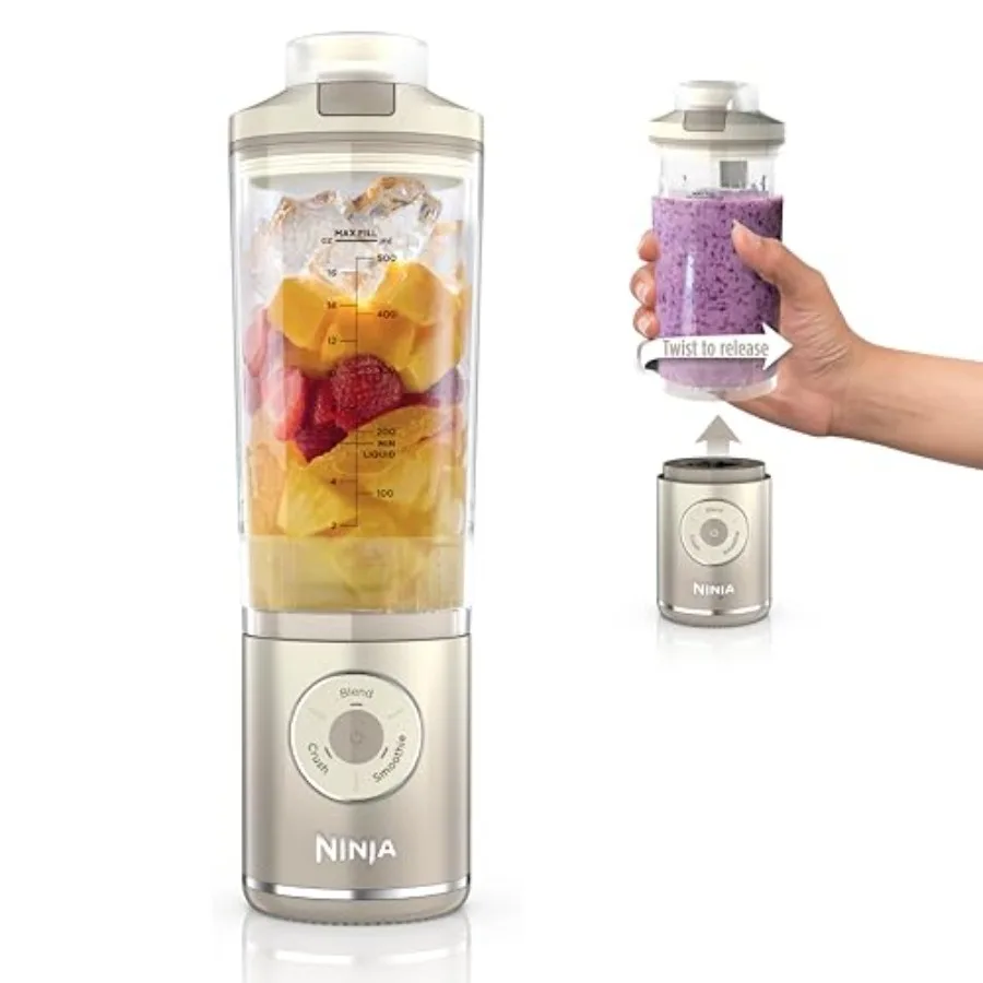 Portable Blender for Smoothies Cordless Ice Crushing 3 Programs 22 oz Removable Vessel Dishwasher Safe Leakproof Cream Blend on