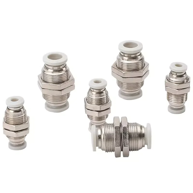 

1PCS Quick Release Brass Air Pneumatic Bulkhead Push-to-Connect Fittings for PM 4 6 8 10 12mm OD Air Hose Gas Tubing