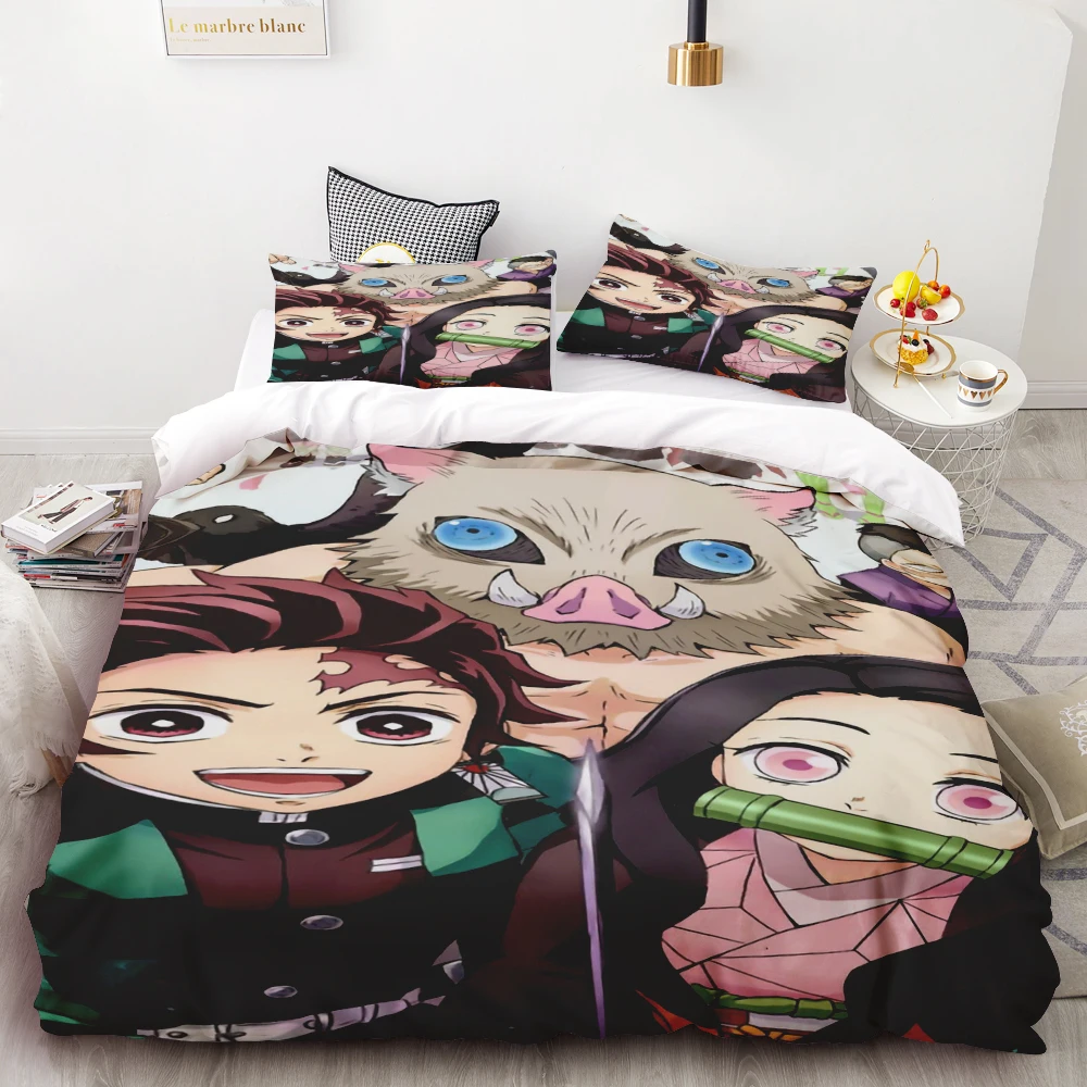 Duvet Cover Demon Slayer Kimetsu No Yaiba Kamado Nezuko Anime Polyester Bedding Set Duvet Cover Set Printed Cartoon Home Decor view 5