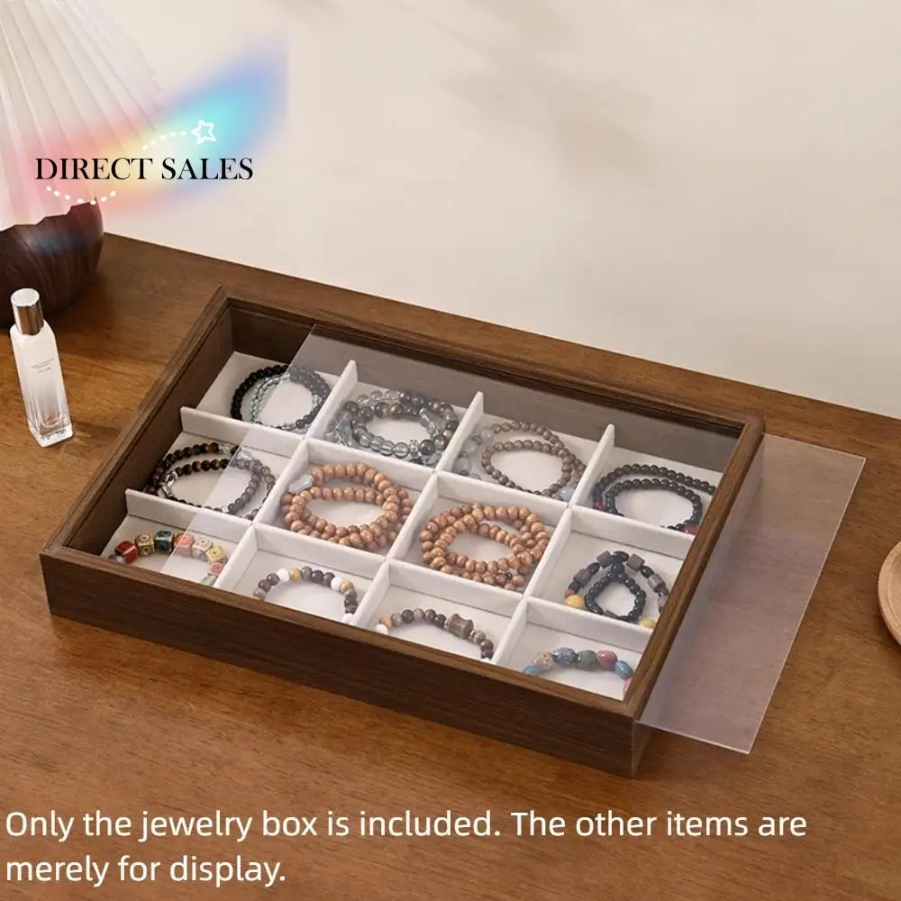 

Walnut Wood Dust-proof Jewelry Box Retro Multifunctional Display Jewelry Holder Pull-out Necklace Jewelry Organizer Boutique