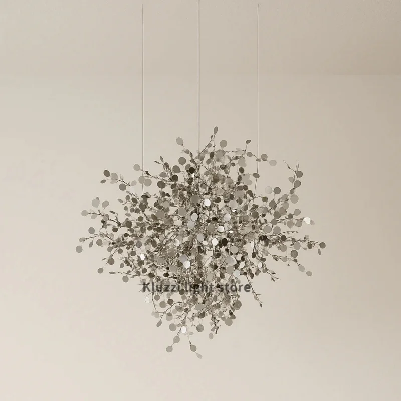 

Modern Personality Stainless Steel Leaf LED Pendant Lamp Living Room Lamp Bar Table Lamp Dining Room Chandelier