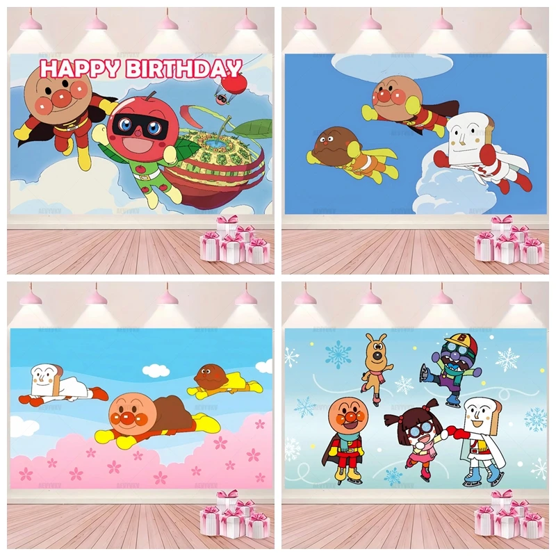 

Anpanman Theme Children's Birthday Party Backdrop Room Decoration Baby Shower Background Custom Photography Studio Banner Props